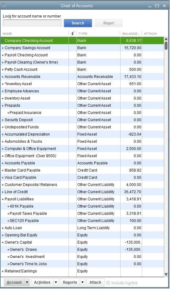 manufacturing chart of accounts excel